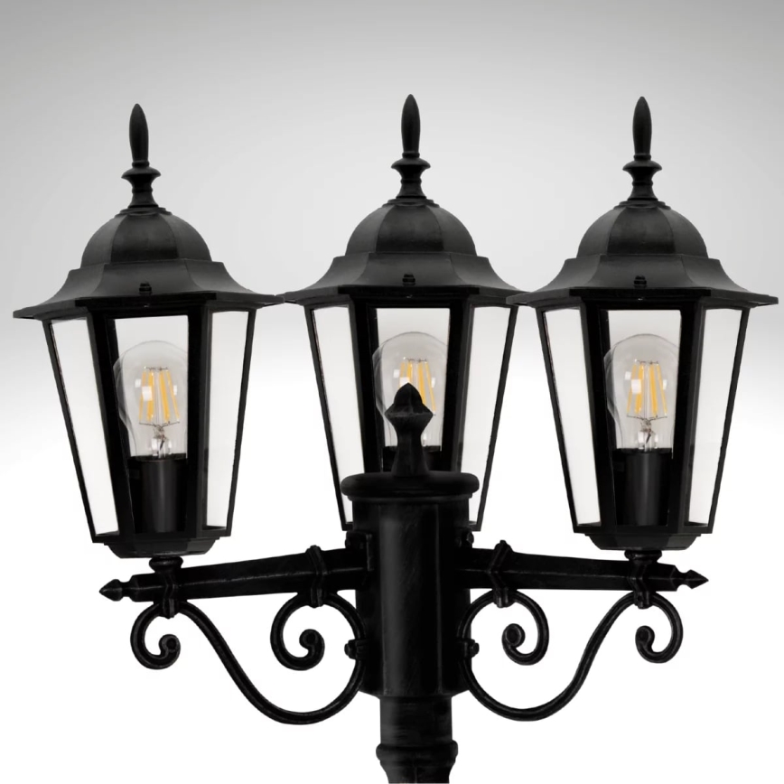 Lámpara de exterior 3xE27/20W/230V IP43 2,58 m negro