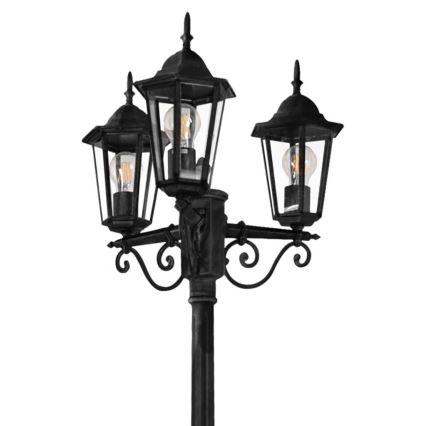 Lámpara de exterior 3xE27/20W/230V IP43 2,58 m negro