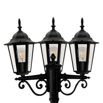 Lámpara de exterior 3xE27/20W/230V IP43 2,58 m negro