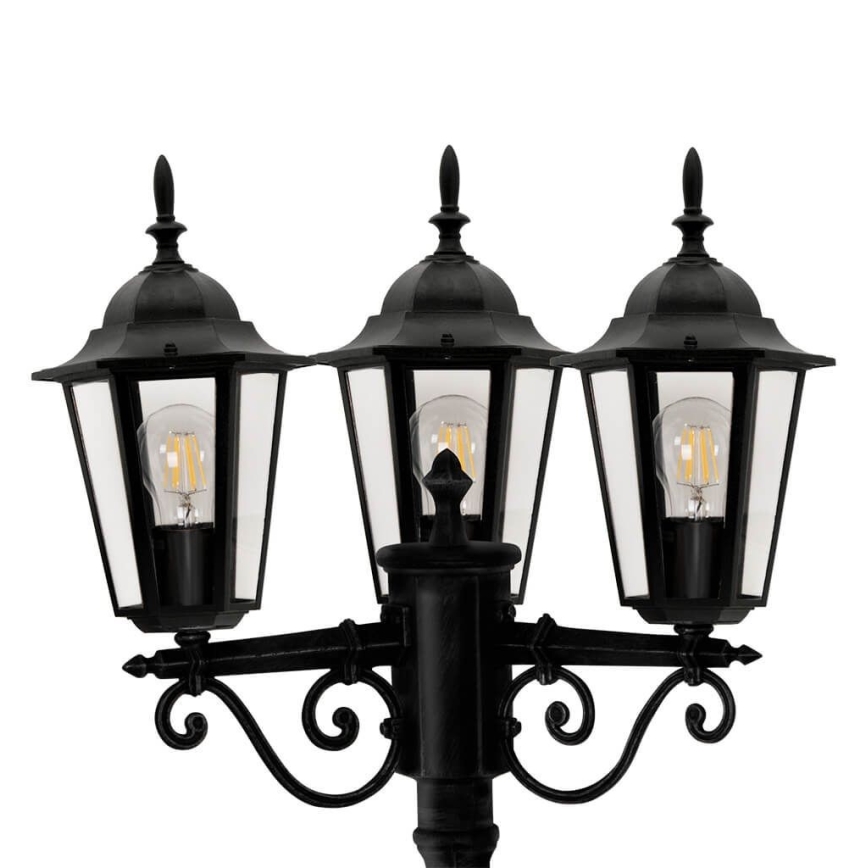Lámpara de exterior 3xE27/20W/230V IP43 2,58 m negro
