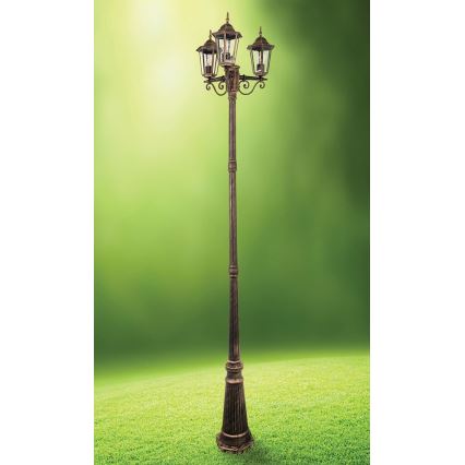 Lámpara de exterior 3xE27/20W/230V IP43 2,58 m pátina