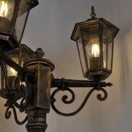 Lámpara de exterior 3xE27/20W/230V IP43 2,58 m pátina