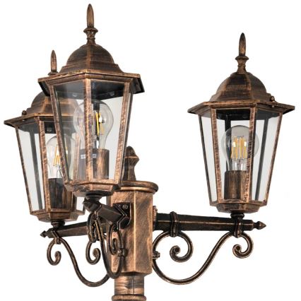 Lámpara de exterior 3xE27/20W/230V IP43 2,58 m pátina