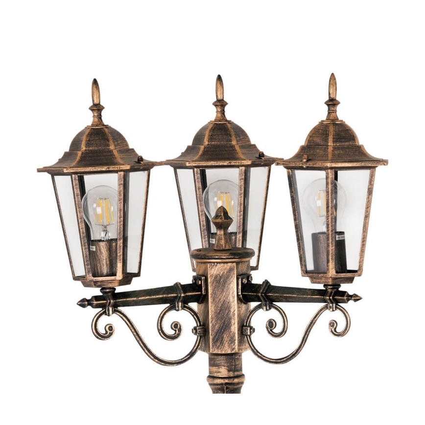 Lámpara de exterior 3xE27/20W/230V IP43 2,58 m pátina