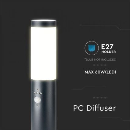 Lámpara de exterior con sensor 1xE27/60W/230V IP44 45cm antracita