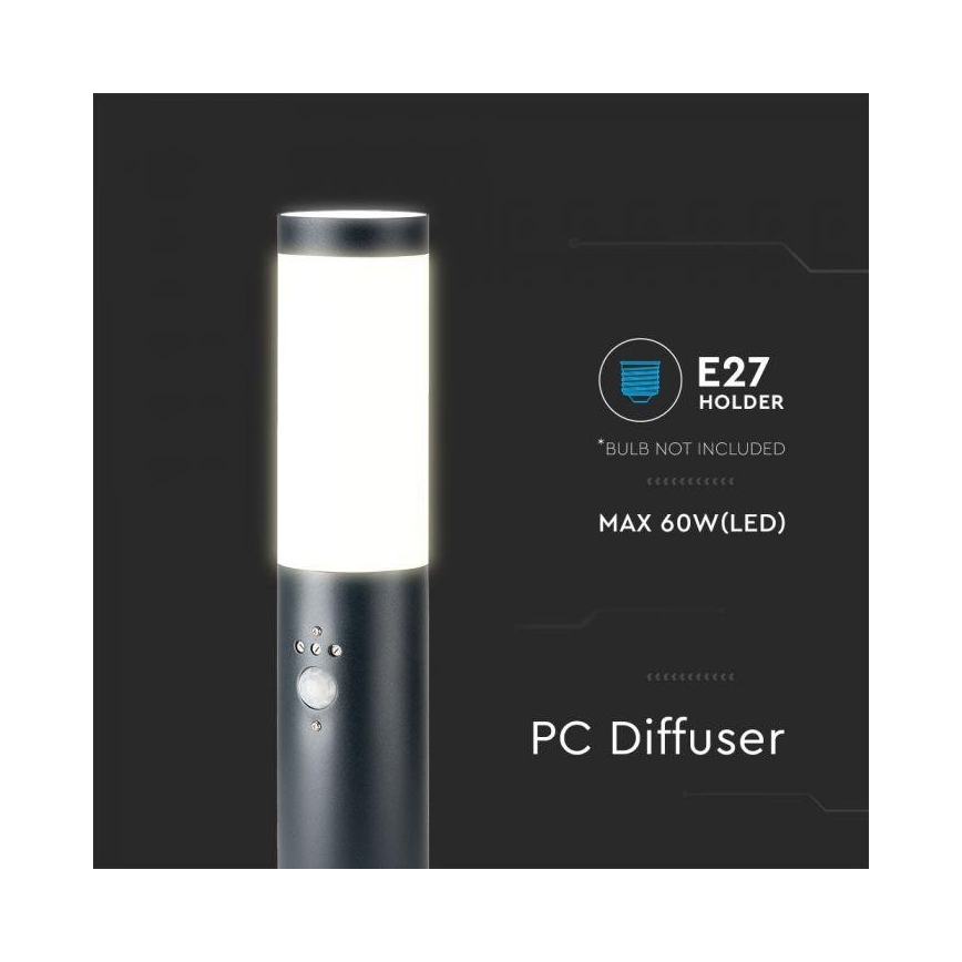 Lámpara de exterior con sensor 1xE27/60W/230V IP44 45cm antracita