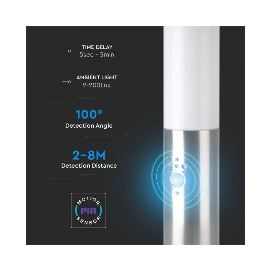 Lámpara de exterior con sensor 1xE27/60W/230V IP44 45cm cromo mate