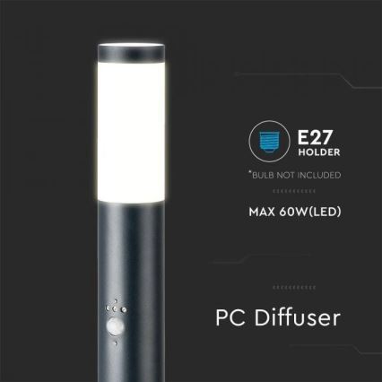 Lámpara de exterior con sensor 1xE27/60W/230V IP44 80cm antracita