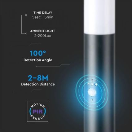 Lámpara de exterior con sensor 1xE27/60W/230V IP44 80cm antracita