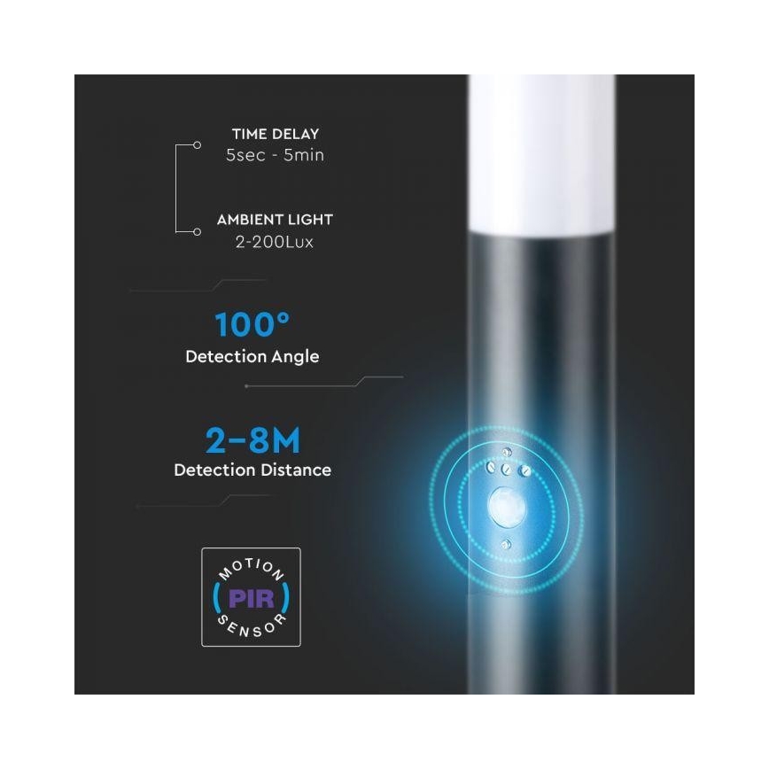 Lámpara de exterior con sensor 1xE27/60W/230V IP44 80cm antracita