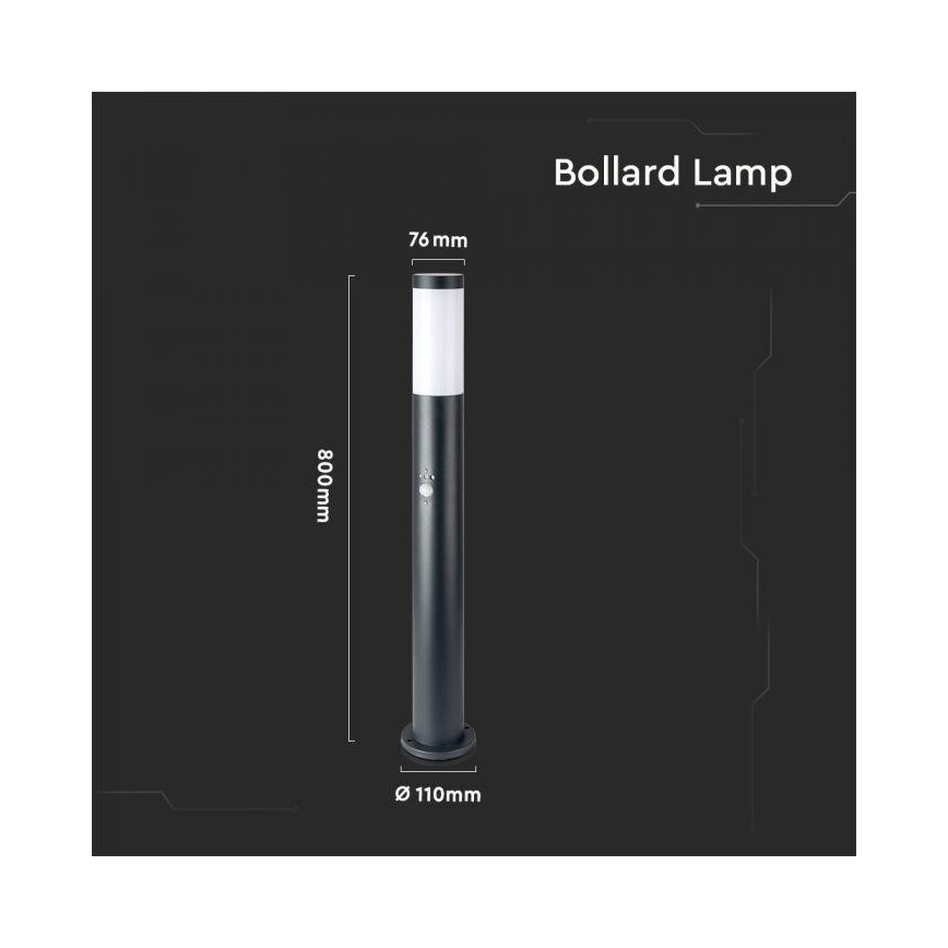 Lámpara de exterior con sensor 1xE27/60W/230V IP44 80cm antracita