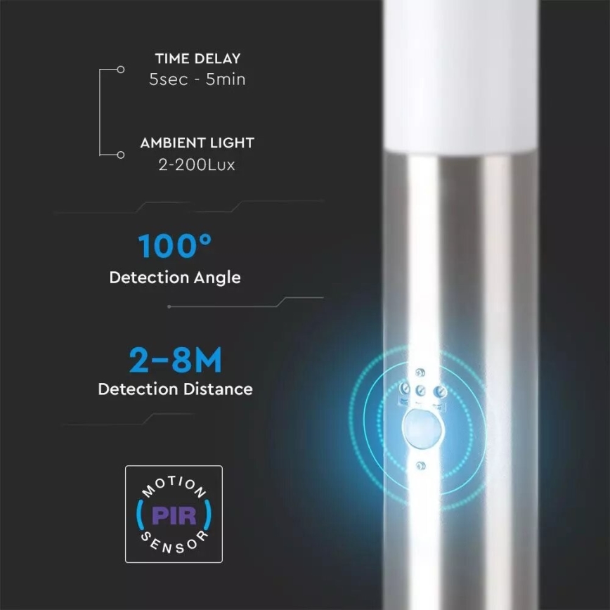 Lámpara de exterior con sensor 1xE27/60W/230V IP44 80cm cromo mate