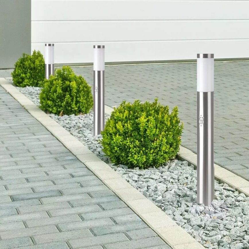 Lámpara de exterior con sensor 1xE27/60W/230V IP44 80cm cromo mate