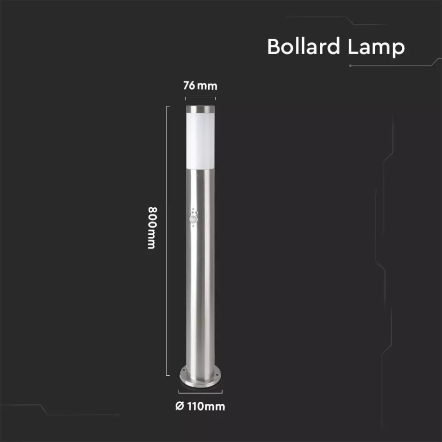 Lámpara de exterior con sensor 1xE27/60W/230V IP44 80cm cromo mate