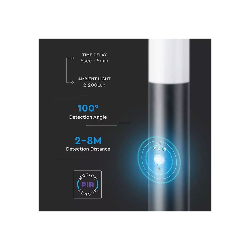 Lámpara de exterior con sensor 1xE27/60W/230V IP44 80cm negro