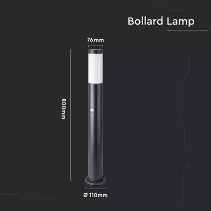 Lámpara de exterior con sensor 1xE27/60W/230V IP44 80cm negro