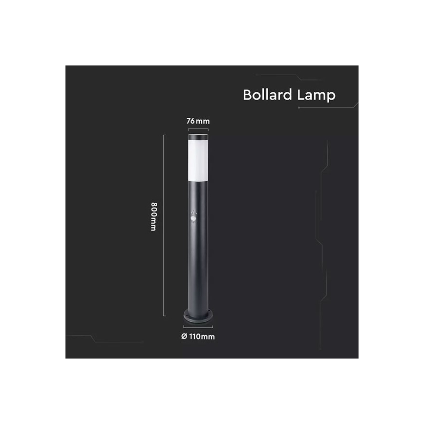 Lámpara de exterior con sensor 1xE27/60W/230V IP44 80cm negro