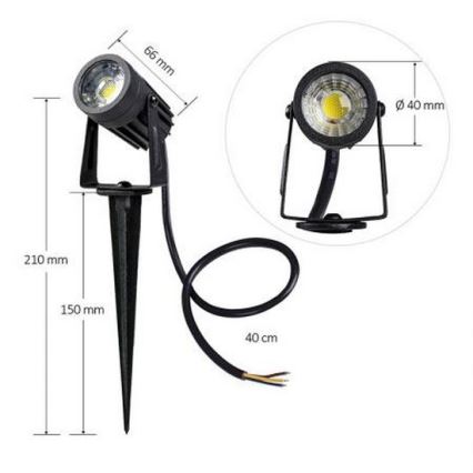 Lámpara de exterior LED LED/3W/230V 2800K IP67 negro