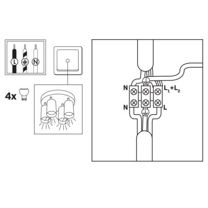 Foco empotrable LED RGBW regulable para baño TURYN 4xGU10/6,5W/230V 2700-6500K Wi-Fi IP44 negro