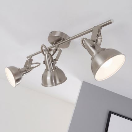 Lámpara de focos 3xE14/40W/230V cromo mate