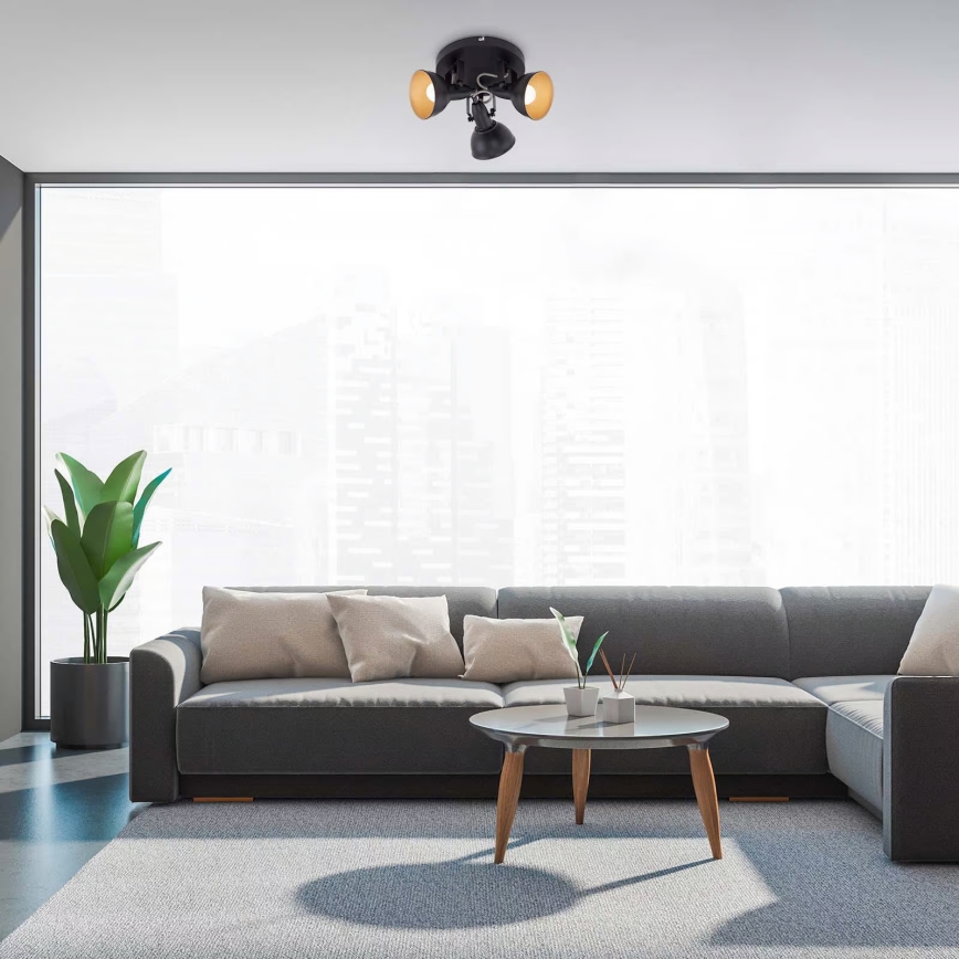 Lámpara de focos 3xE14/40W/230V negra
