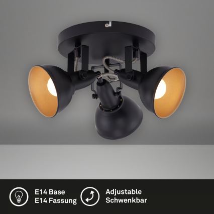 Lámpara de focos 3xE14/40W/230V negra