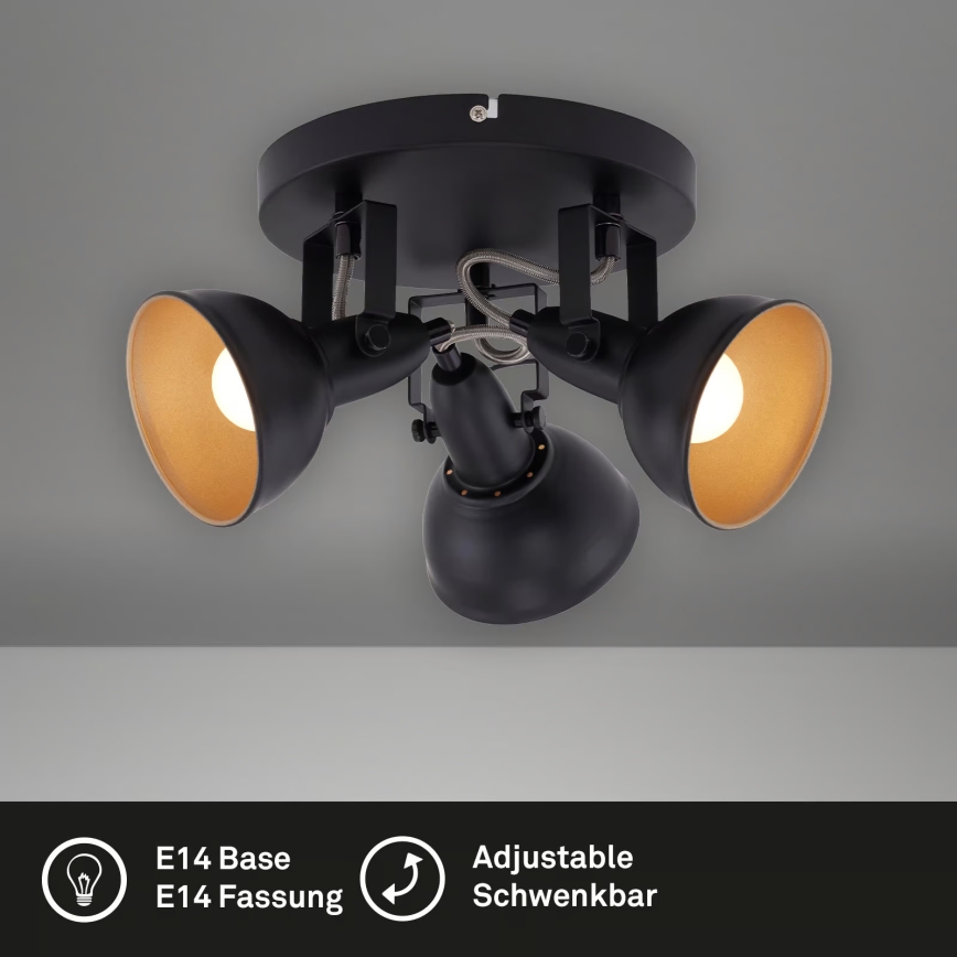 Lámpara de focos 3xE14/40W/230V negra