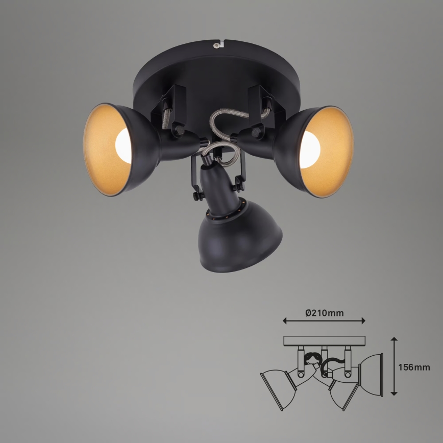 Lámpara de focos 3xE14/40W/230V negra