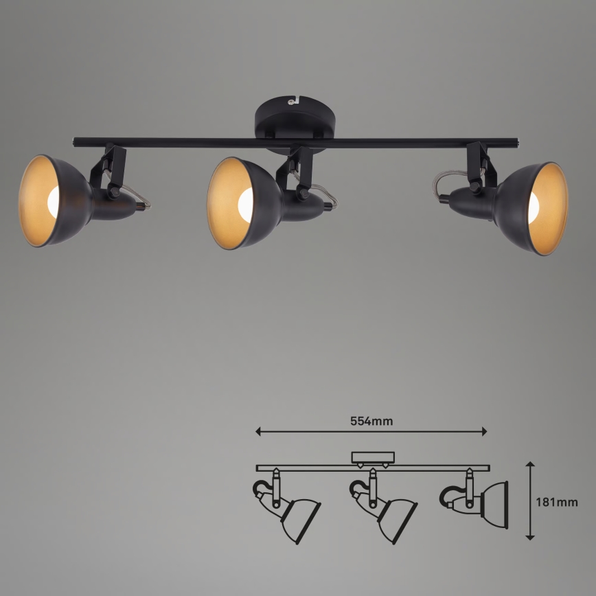 Lámpara de focos 3xE14/40W/230V negra