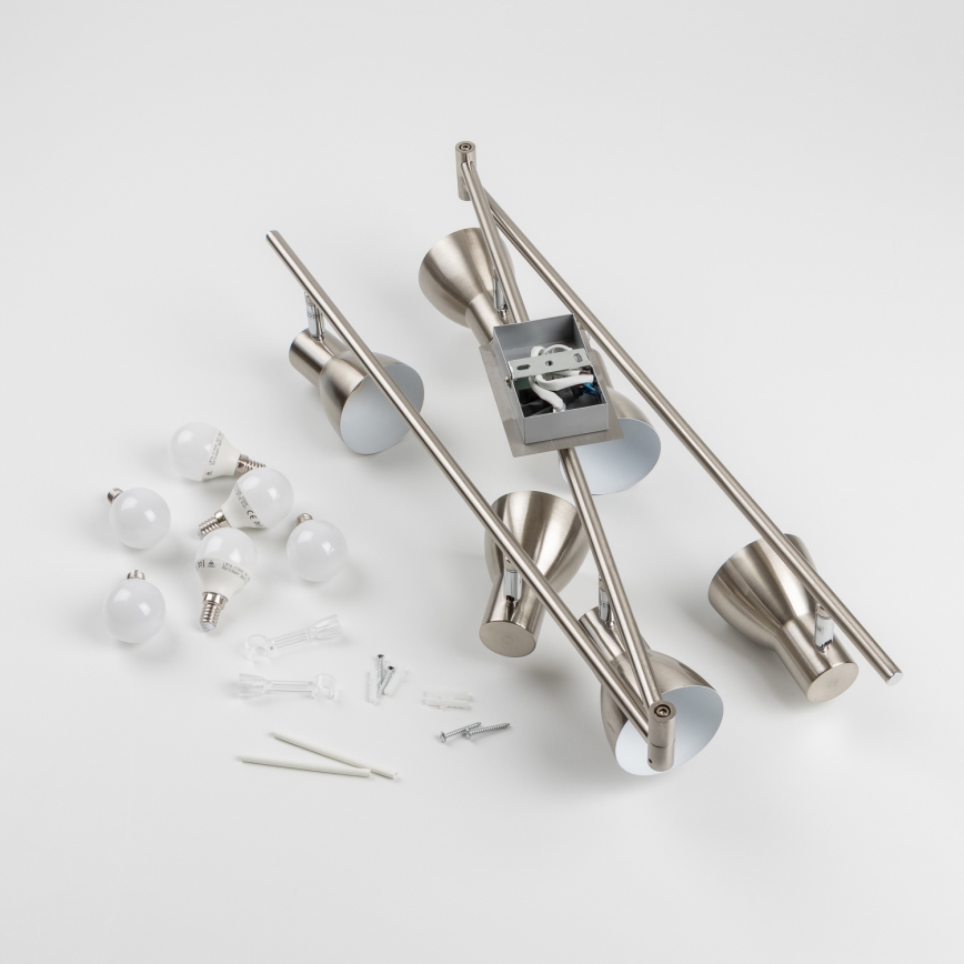 Lámpara de focos LED 6xE14/5W/230V, cromo mate