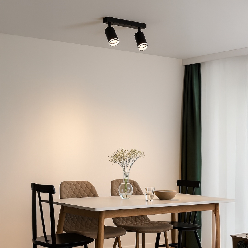 Lámpara de focos PIPE 2xGU10/10W/230V negra