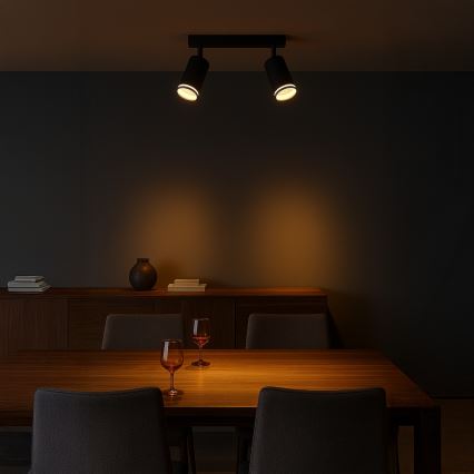 Lámpara de focos PIPE 2xGU10/10W/230V negra