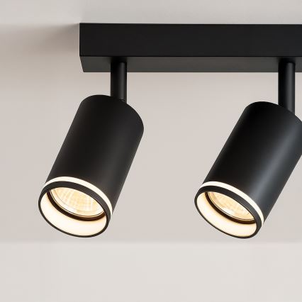 Lámpara de focos PIPE 2xGU10/10W/230V negra