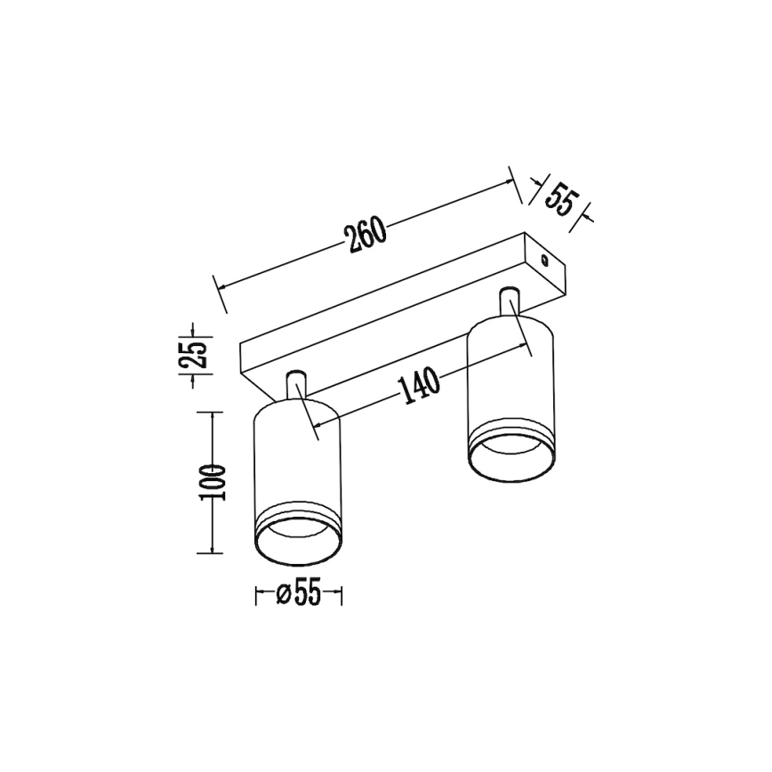 Lámpara de focos PIPE 2xGU10/10W/230V negra