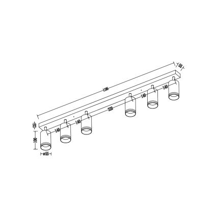Lámpara de focos PIPE 6xGU10/10W/230V, blanco