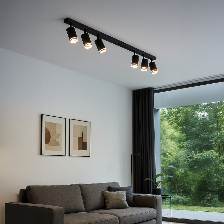 Lámpara de focos PIPE 6xGU10/10W/230V negra