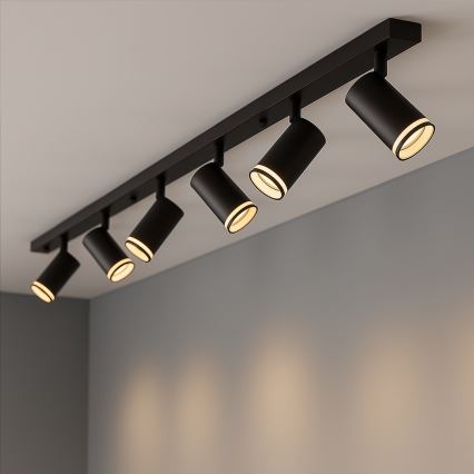 Lámpara de focos PIPE 6xGU10/10W/230V negra