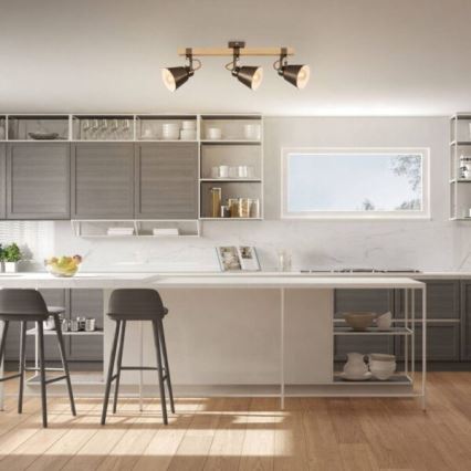 Lámpara de focos RETRO 3xE27/40W/230V, acabado en marrón