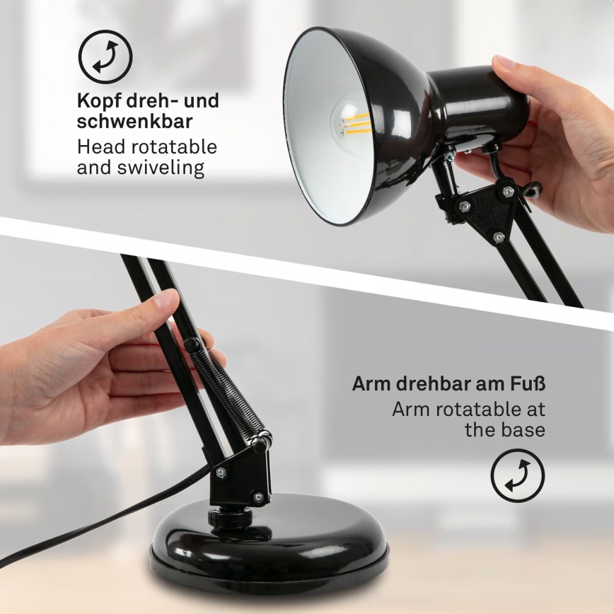 Lámpara de mesa 1xE14/25W/230V negra