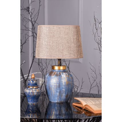 Lámpara de mesa 1xE27/40W/230V azul/beige