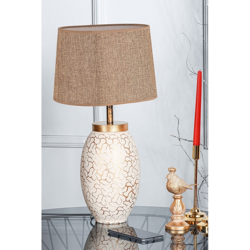 Lámpara de mesa 1xE27/40W/230V beige/dorado