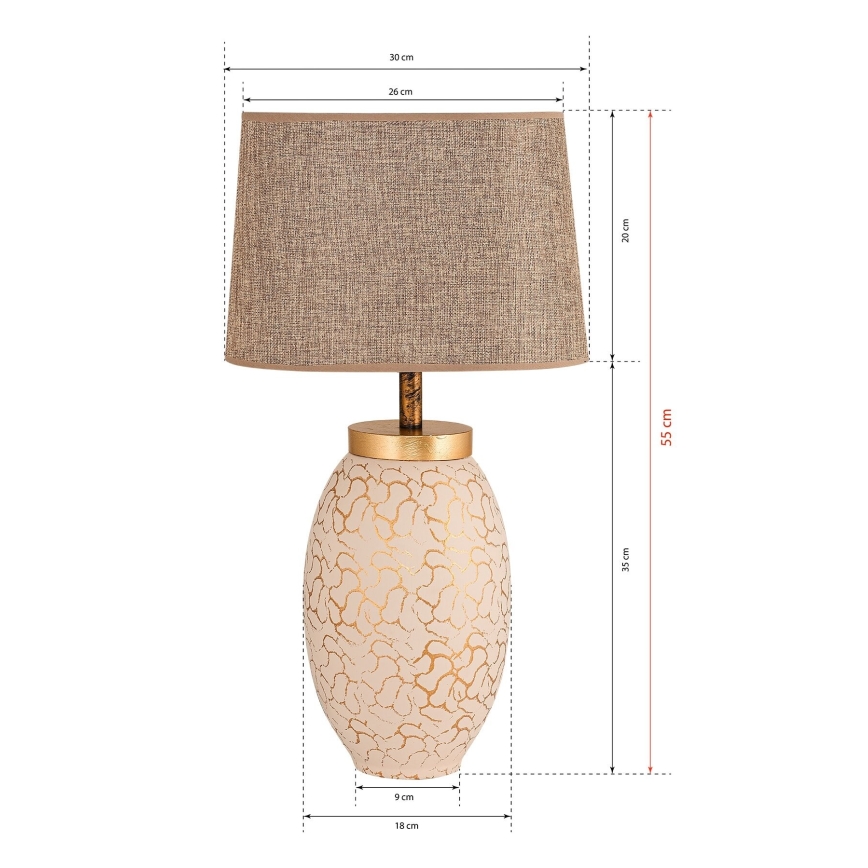 Lámpara de mesa 1xE27/40W/230V beige/dorado