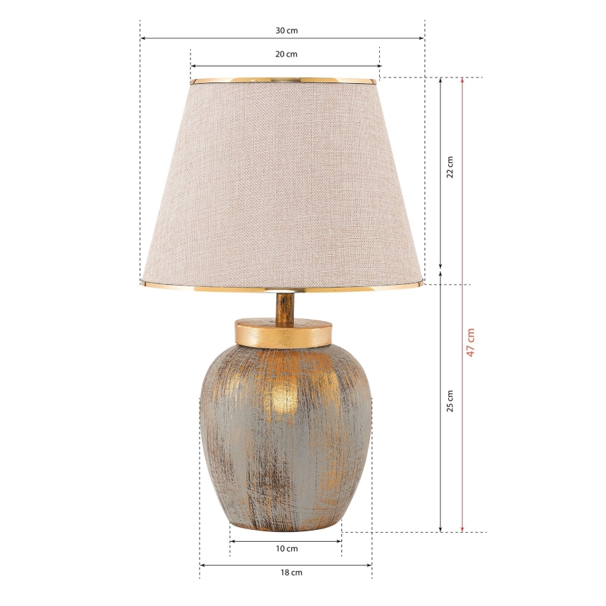 Lámpara de mesa 1xE27/40W/230V dorado/beige