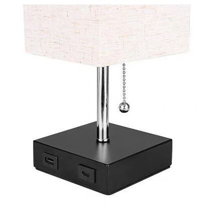 Lámpara de mesa 1xE27/60W/230V con USB con cargador