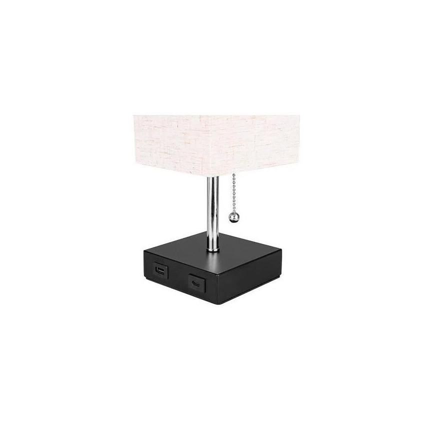 Lámpara de mesa 1xE27/60W/230V con USB con cargador
