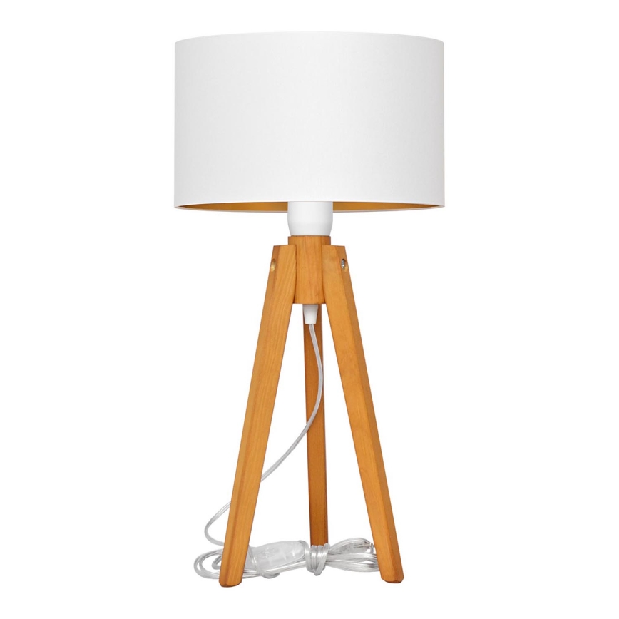 Lámpara de mesa ALBA 1xE27/15W/230V blanco/dorado/roble