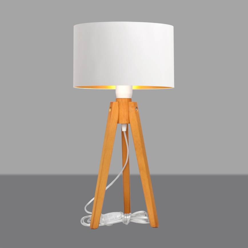 Lámpara de mesa ALBA 1xE27/15W/230V blanco/dorado/roble