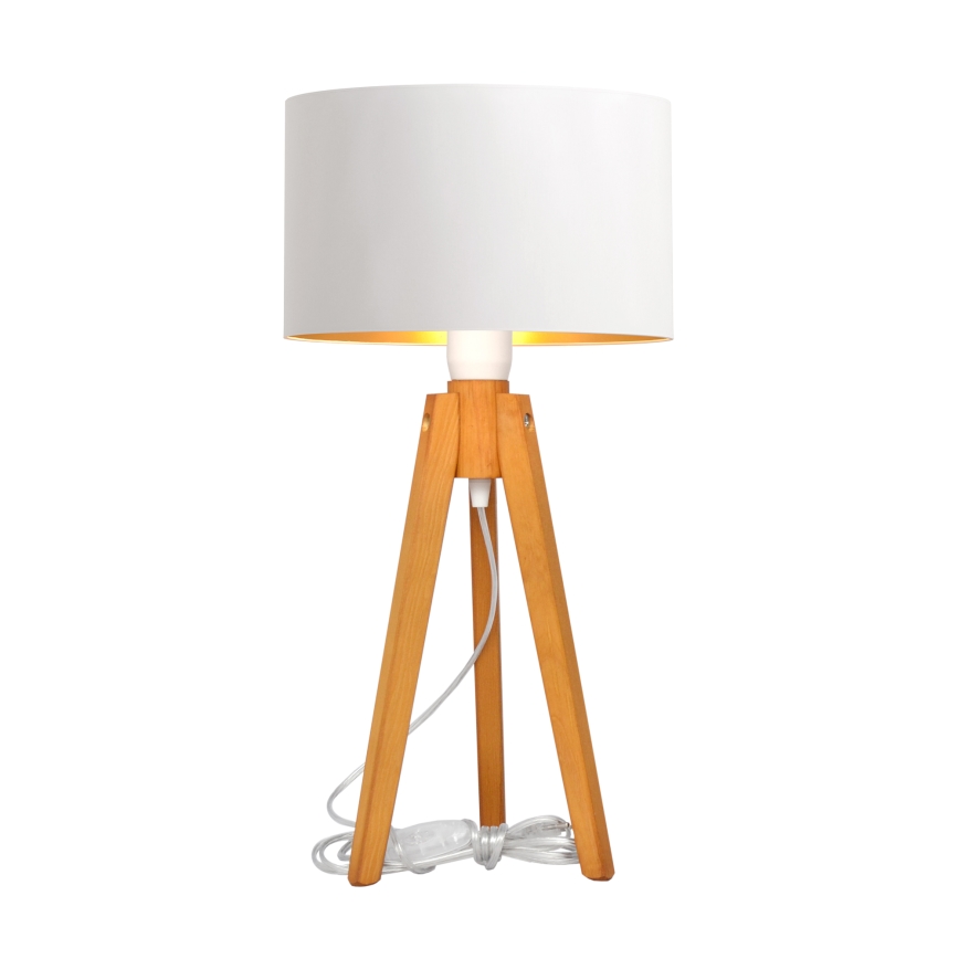 Lámpara de mesa ALBA 1xE27/15W/230V blanco/dorado/roble
