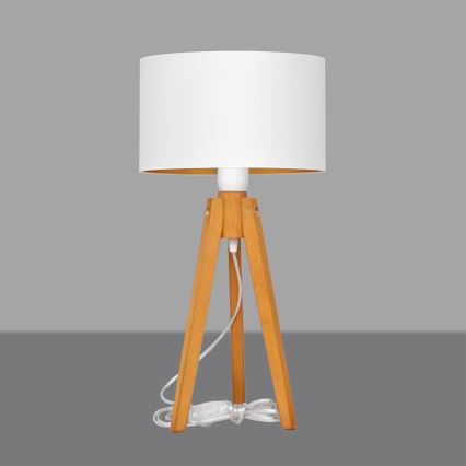 Lámpara de mesa ALBA 1xE27/15W/230V blanco/dorado/roble