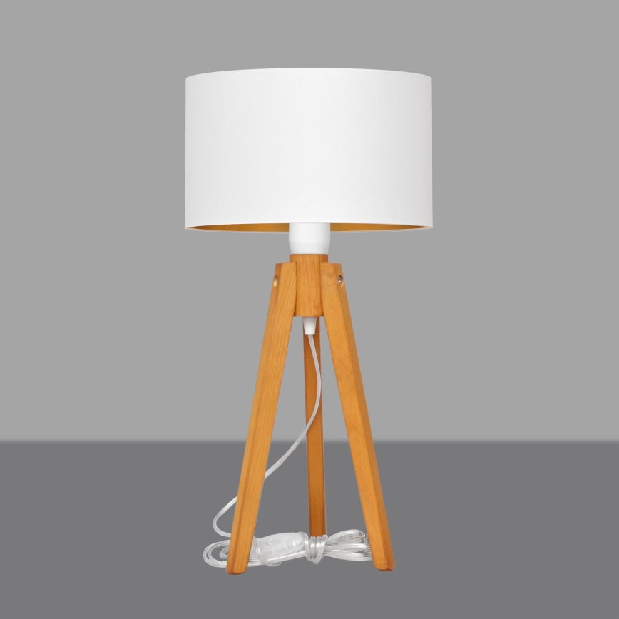 Lámpara de mesa ALBA 1xE27/15W/230V blanco/dorado/roble